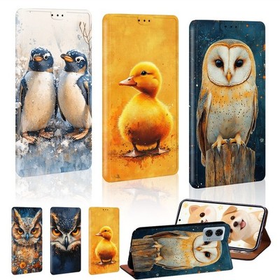 Aquarell Vogel Kunst Leder Cover Case für Motorola Moto E, Moto G, Edge 40/50