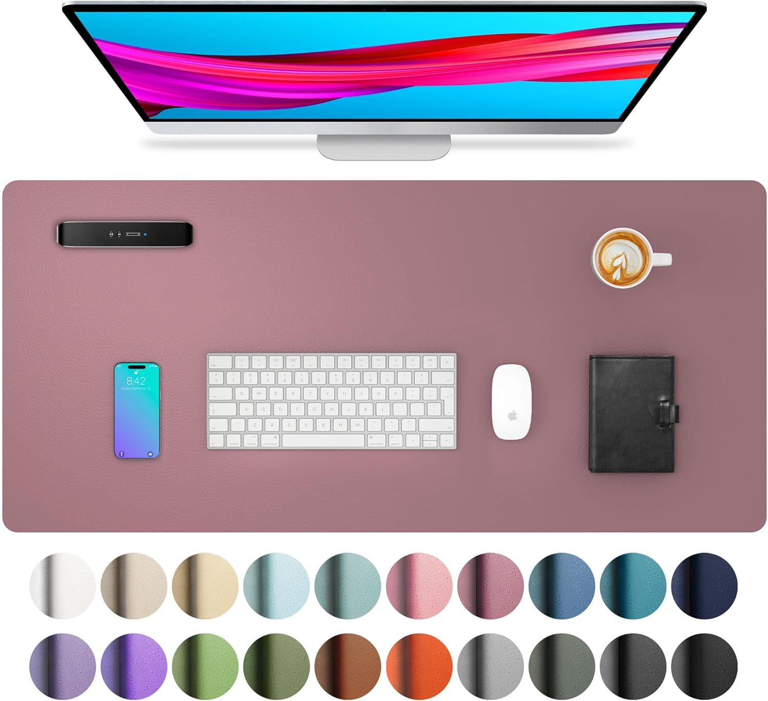Tapis de bureau en cuir PU imperméable : sous-main antidérapant et tapis de souris fluide