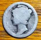 1916 D Mercury Dime  KEY DATE !!!  Look at PICS!!  Super Low Mintage