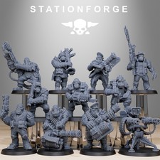 Station Forge Miniatures Orkaz Team Fighters Sci Fi Grim Dark Proxy Minis 3D