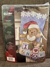 Plaid Bucilla Felt Christmas Baby Bear 18" Stocking Kit 85432 USA NOS 2006