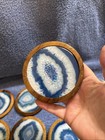 Vintage Gemstone Coaster Set Solid Wood Base Natural Agate D-2 — photo 8