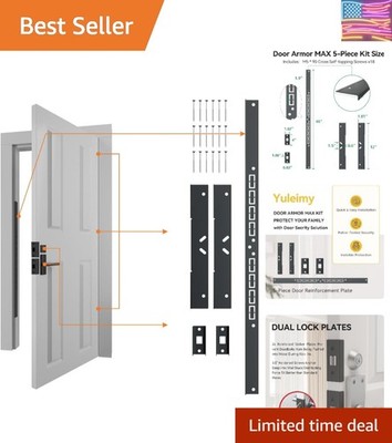 Door Armor MAX 5-Piece Kit - 46'' Heavy Duty Steel Door Reinforcement System, ...