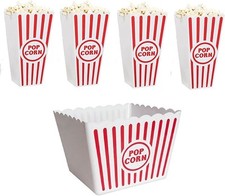 Retro Popcorn Set Bowl Plastic Classic Tub Red White Striped Container Cont...