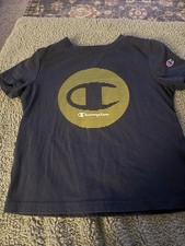 Champion Boys Black Short Sleeve Crew Neck T-Shirt Gold Logo