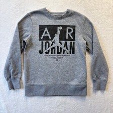 Kids Air Jordan Gray Graphic Sweatshirt Crewneck Long Sleeve Jumpman Logo