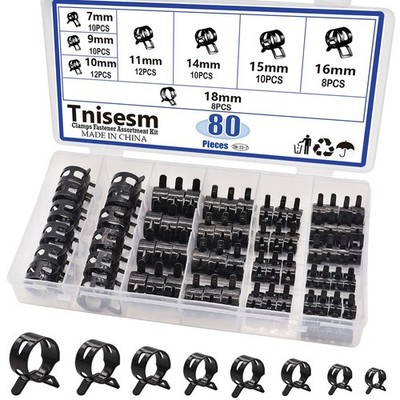 80 Pezzi Kit Assortimento di Fascette Stringitubo A Molla In Silicone Morse7295