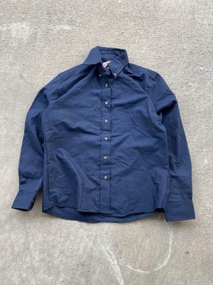 Vintage Red Kap Shirt Mens Small 38 Blue Long Sleeve Button Up Workwear Polyeste