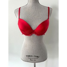 NWT La Perla Red Lace Push Up Bra Luxury Lingerie Italian Designer Sexy size 36C