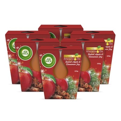 Air Wick Große Wohlfühl-Duftkerze Baked Apple & Cinnamon Joy 6x105g