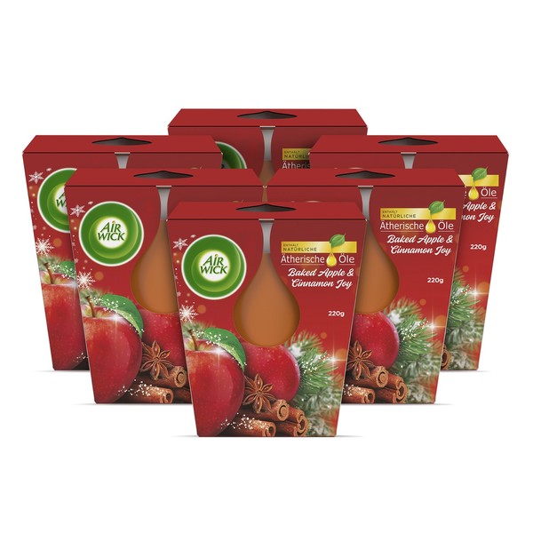 Air Wick GroßE WohlfüHl-Duftkerze Baked Apple & Cinnamon Joy 6X105G-image