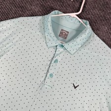 Callaway Polo Shirt Mens 2XL XXL Green Geometric Short Sleeve Performance Golf