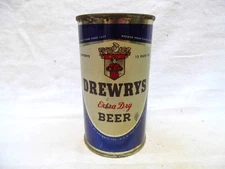 DREWERYS CHARACTER (BLUE) FLAT TOP BEER CAN~DREWERYS, SOUTH BEND, IND~#7