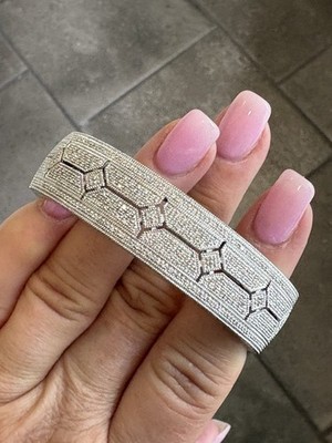 Sterling Silver Diamond Accent Art Deco Hinged Cuff Bangle  Macy's