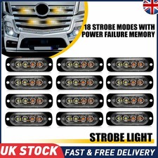 12x Car Truck Flashing Warning Hazard Beacon Amber/White 4 LED Strobe Light Bar