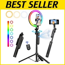 Portable 360 Face Tracking Tripod with Ring Light - Perfect for Live Streams