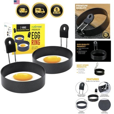 Egg Rings, 3.5'', Nonstick, Professional and Large, Stainless Steel Omelet/Eg...