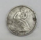 1858 Seated Liberty Half Dollar 50c - XF - Holed