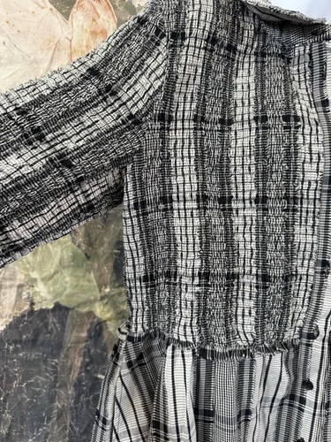 Nuevo Vestido Camisa Midi Anthropologie Maeve Manga Corta Calado Pequeño Negro Blanco L - Imagen 7 de 10