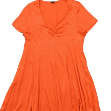 Torrid Women's Size 2 A-Line Dress Orange Knee Length Casual Polyester V Neck
