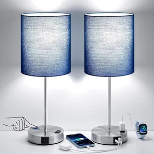 Blue Lampes tactiles pour table de nuit 2 - Lampe de table de chevet pour chambre