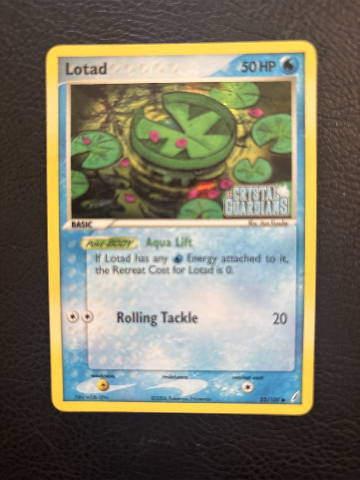 LOTAD Reverse Holo 55/100 EX Crystal Guardians STAMPED Pokemon Card 2006