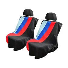 Seat Armour Terry Cloth Set of 2 Seat Covers - 3 Color Striped Design