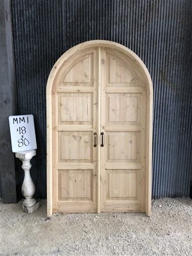 Arched French Double Door (48x80) Panel Doors, European Styled Doors w Jamb MM1