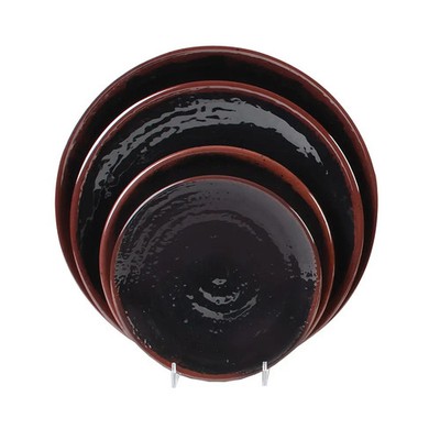 Thunder Group 1707TM 7-1/2'' Diameter Tenmoku Pattern Melamine Plate - 1 Doz