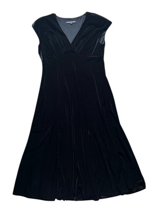 Witchy Black Velvet Dress Sz 16 Midi Nu Goth ALT Vamp Retro 90s Grunge Y2K