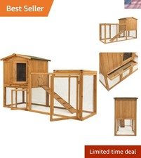 Spacious Waterproof Wooden Chicken Coop & Rabbit Hutch with Removable Tray