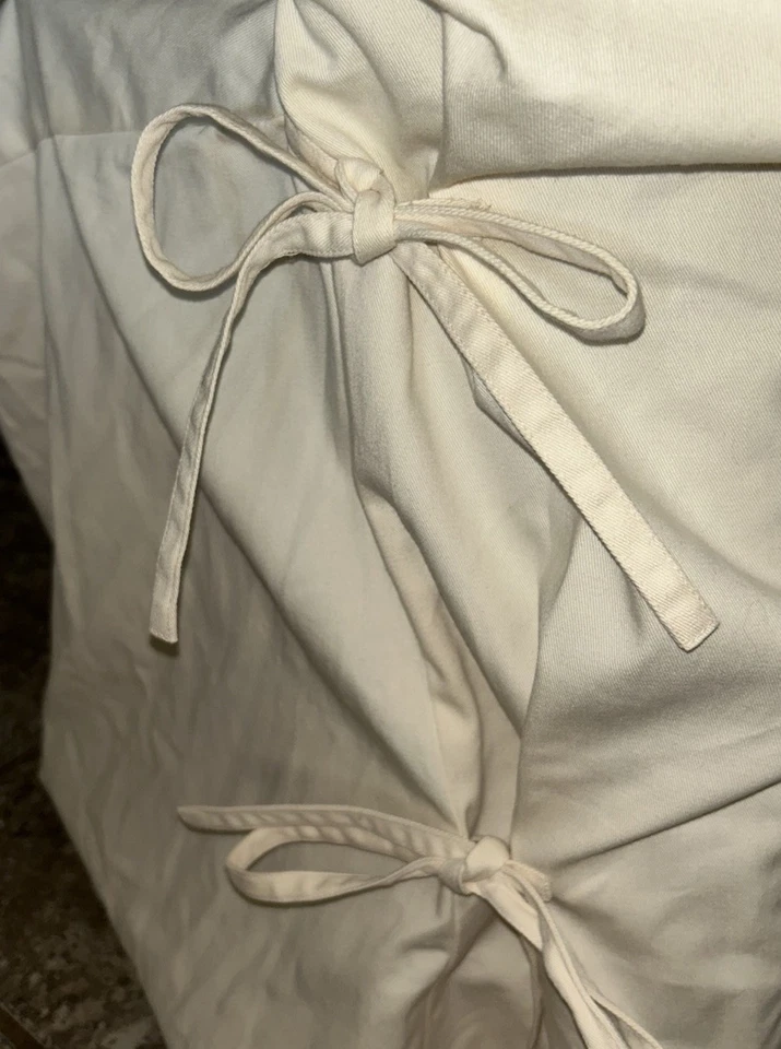 ONE Pottery Barn Brazo Lazo Silla de Comedor Cubierta Deslizante Blanco Cálido Sarga Sillón Cubierta Foto 2 de 4