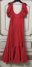 PINCH Womens Dress Size Large Red Tiered Ruffle Maxi Short Sleeve 100% Cotton