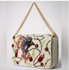 Handcrafted in India Hummingbird Beaded Sequin Crossbody Chain Bag NWT