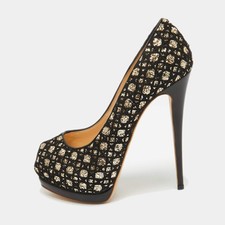 Giuseppe Zanotti BlackGold Mesh and Glitter Platform Pumps Size 41