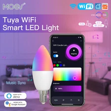 MOES 2/4Pack WiFi Smart LED Light Bulbs RGB E12 40W Equivalent Alexa Google APP