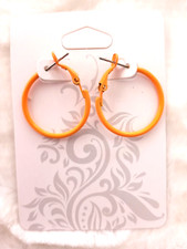 FUN NEW PAIR WOMEN'S HOOP EARRINGS 25MM ORANGE