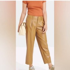 A New Day Faux Leather Carmel .Straight Leg Pants New Size 8