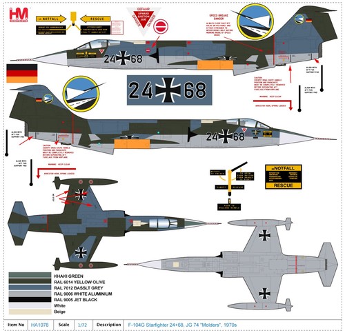 Hobby Master HA1078, F-104G Starfighter 24+68, JG 74 "Molders", 1970s, 1:72 - Picture 8 of 8