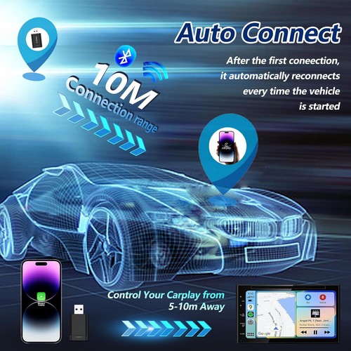 2 in 1 Mini Wireless CarPlay & Android Auto Adapter, USB Powered, Plug and Play - Picture 6 of 8