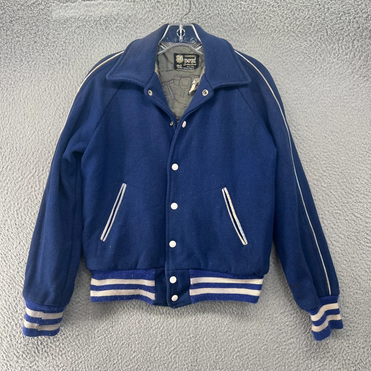Vintage Empire Varsity Jacket Mens Small Blue White 60s 70s Bomber