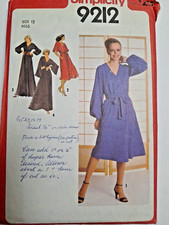Dress Caftan Gown 12 Simplicity 9212 Sewing Pattern Cut VTG Loose V Neck Pockets