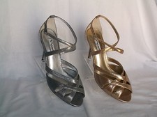 NINA MINNA GOLD OR SILVER 4" STRAPPY HEEL NEW IN BOX