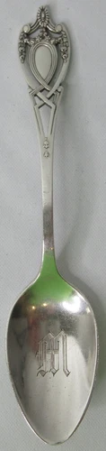 Lunt Monticello Sterling Teaspoon 5.75" Pierced Neoclassical M Mono Ret. 31.68g