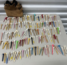 Lot of 165 Golf Tees Bag Used Wood Plastic Mixed Specialty Regular