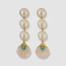 Lele Sadoughi Women's 14k Gold Plated White Shellona Pearl Linear Earrings