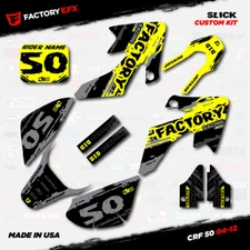 Gray & Yellow Slick Racing Graphics Kit fits 04-12 Honda Crf50 CRF 50 Decals