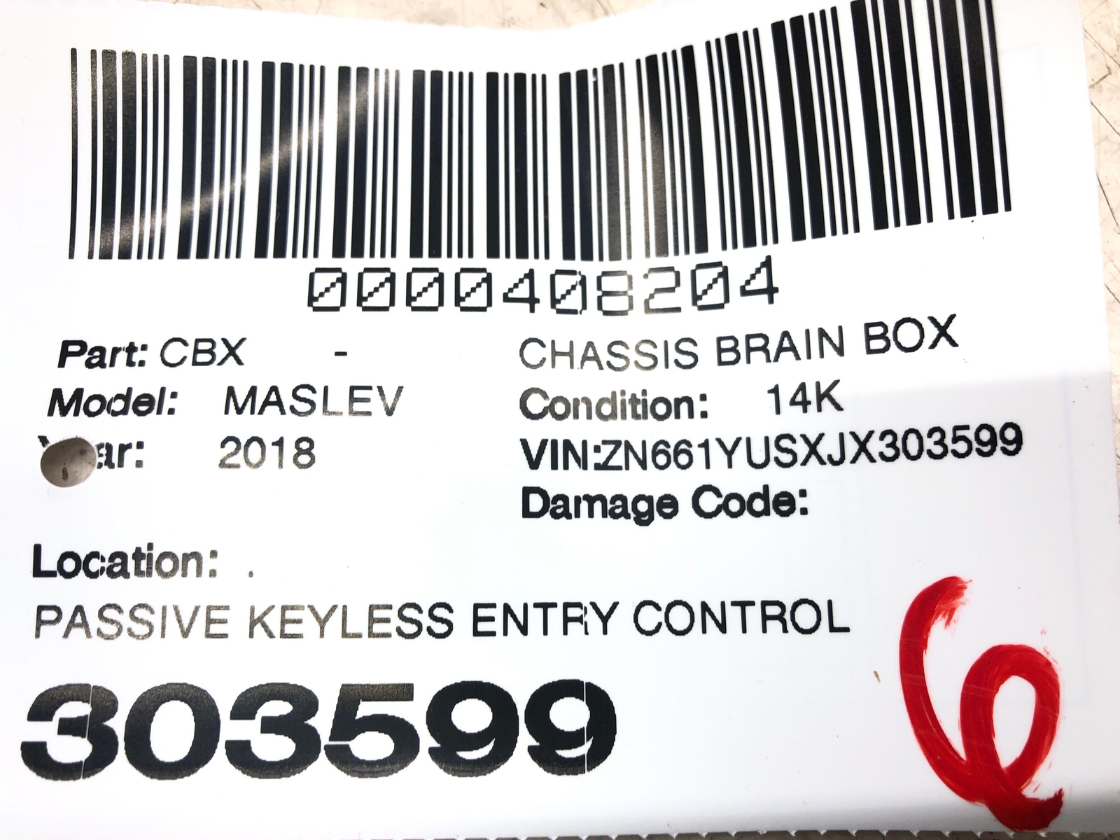 2017-2022 MASERATI LEVANTE PASSIVE KEYLESS ENTRY CONTROL MODUEL 670101219 OEM
