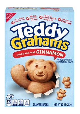   New Teddy Grahams Cinnamon Graham Real Snacks Bear Cookies 10oz
