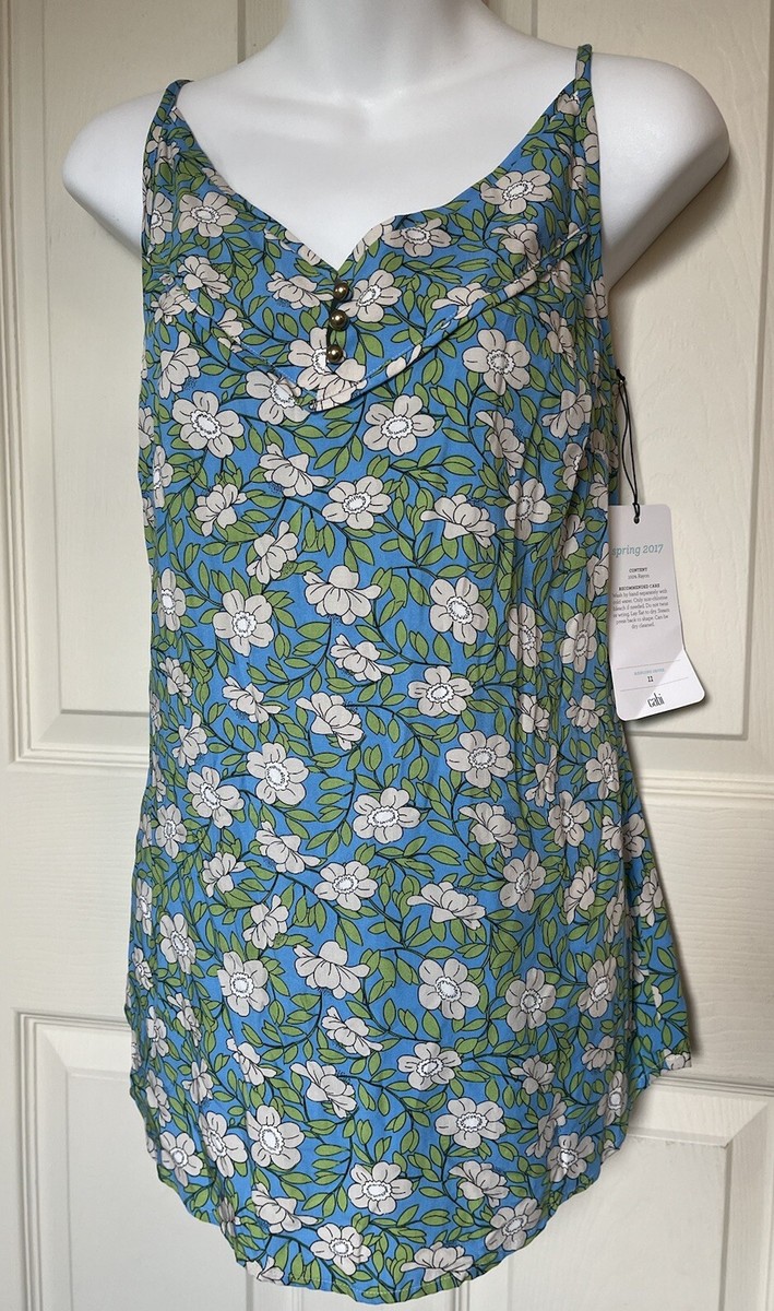 Cabi Blue Floral Cottonwood Vine Cami Tank Top 5214 Womens S